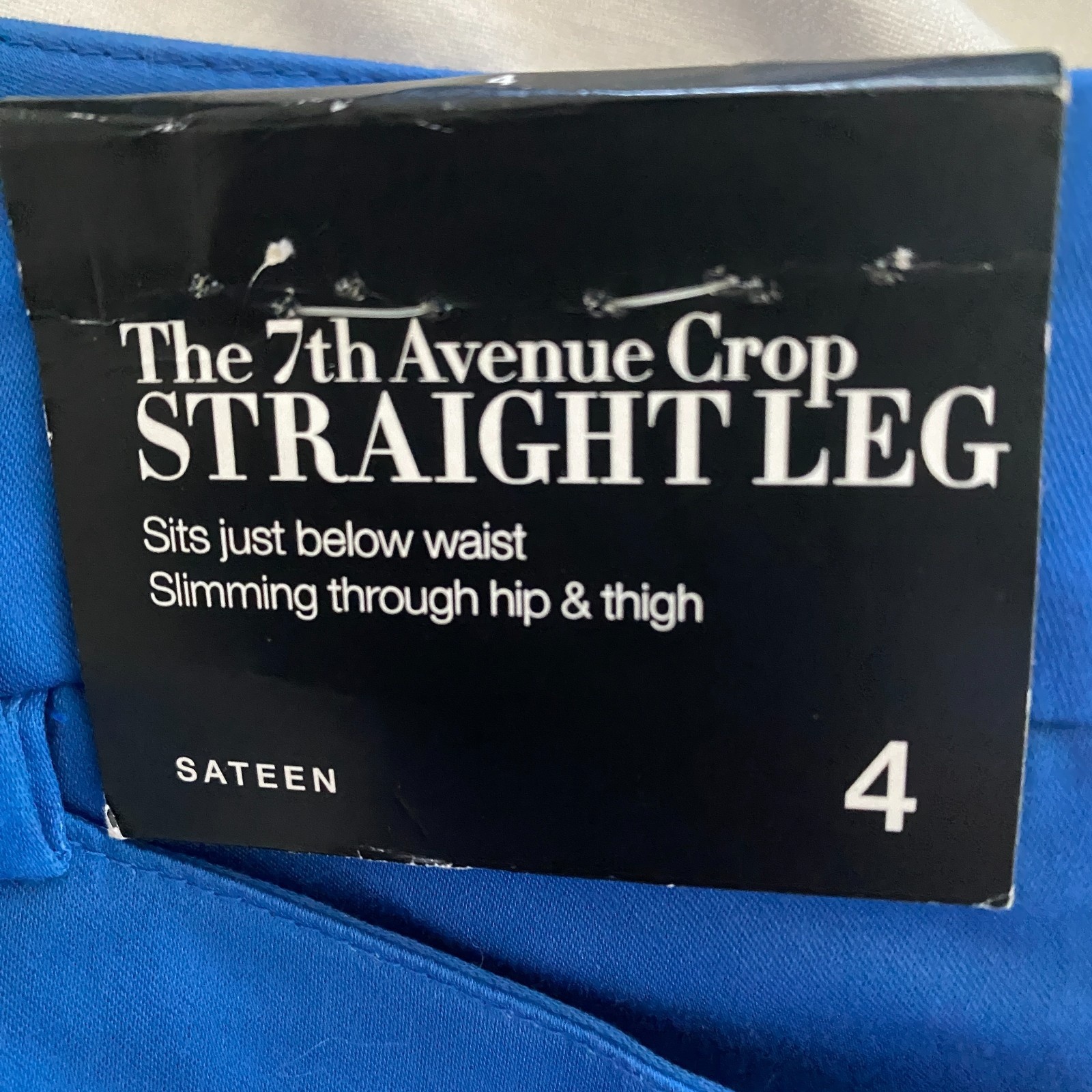 Nwt Ny & Co Blue Cropped Straight Leg Pants | Slim Fit Sateen Office Wear Sz 4 — image 5 of 7